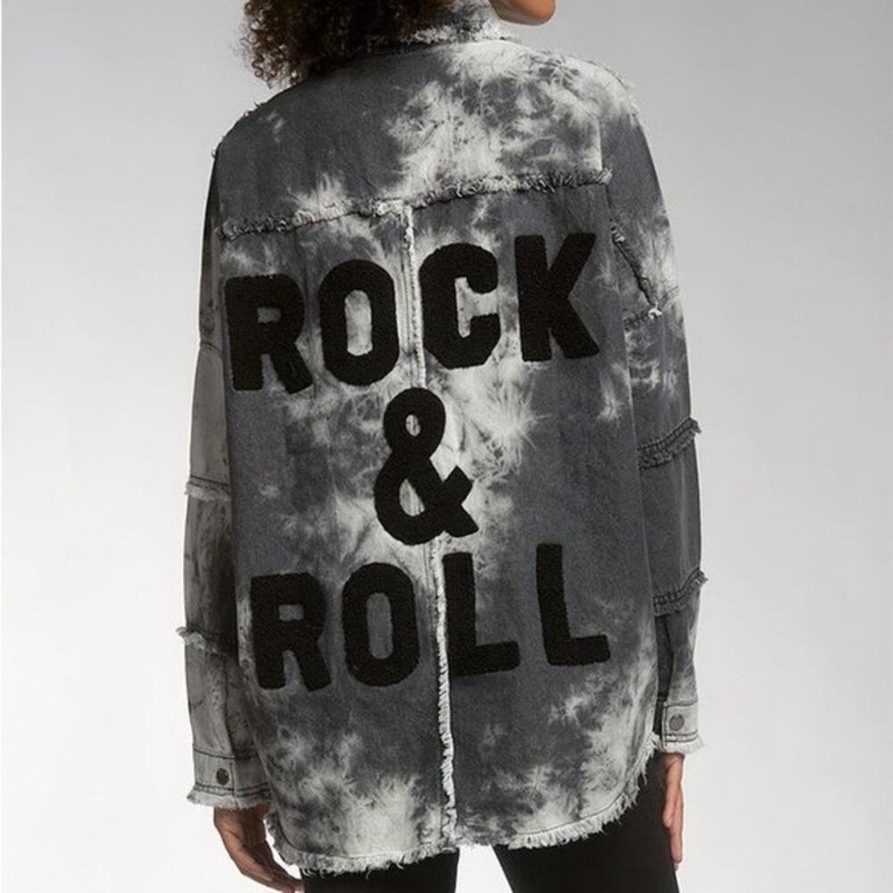 Elan Women’s Distressed Frayed Fringed Rock & Roll Jacket - Stone - Picture 2 of 4